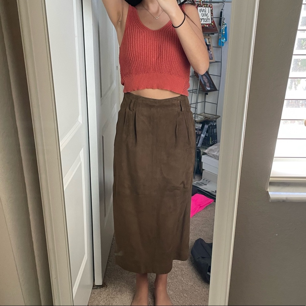 Vintage Suede Pencil Skirt Petite